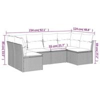 6-delige Loungeset met kussens poly rattan beige - thumbnail