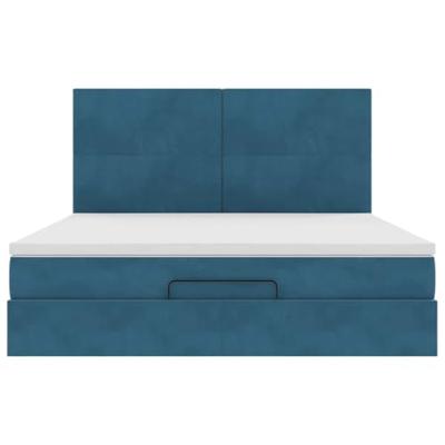 Ottoman bed met matrassen 180x200cm fluweel donkerblauw