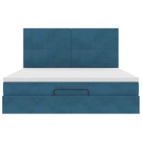 Ottoman bed met matrassen 180x200cm fluweel donkerblauw - thumbnail