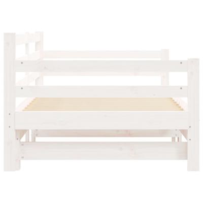Slaapbank met onderschuifbed 90x190 cm massief grenenhout wit
