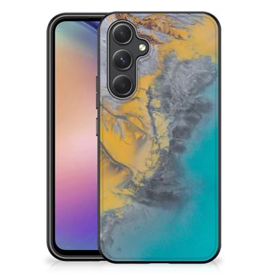 Samsung Galaxy A54 Marmeren Print Telefoonhoesje Marble Blue Gold