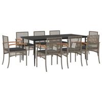 9-delige Tuinset met kussens poly rattan grijs - thumbnail