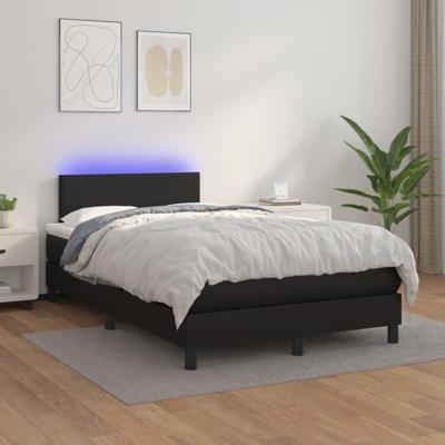Boxspring met matras en LED kunstleer zwart 120x200 cm