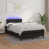 Boxspring met matras en LED kunstleer zwart 120x200 cm - thumbnail