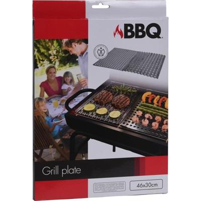 Bbq grill plaat 2 delig rvs 46x30cm Bbq grill plaat 2 delig rvs 46x30cm