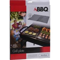 Bbq grill plaat 2 delig rvs 46x30cm - thumbnail