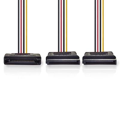 Nedis Interne Voedingskabel | SATA 15-Pins Male | 2x SATA 15-Pins Female | Verguld | 0.15 m | Rond | PVC | Multicolour | Doos - CCGB73190VA015