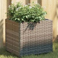VidaXL Plantenbakken 2 st 36x30x32 cm poly rattan grijs - thumbnail