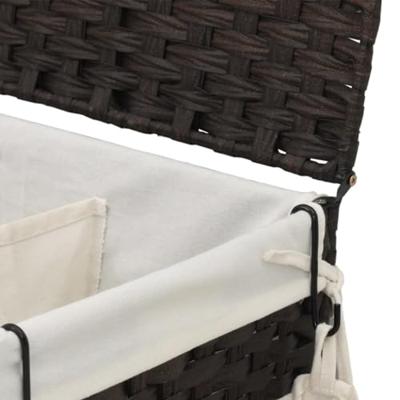 VidaXL Wasmand op wielen 60x35x60,5 cm rattan donkerbruin