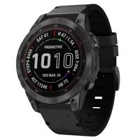 By Qubix - Leren bandje - Zwart - Compatible met Garmin Quatix 8-47mm - Compatible Garmin bandje - Bandbreedte: 22mm - thumbnail