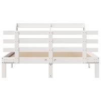 Bedframe met hoofdbord massief grenenhout wit 120x190 cm - thumbnail