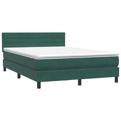 Boxspring met matras fluweel donkergroen 160x220 cm