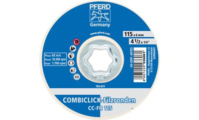 PFERD TOOLS 42003015 Combiclick viltschijf CC-FR Ø 115 mm voor voor- en hoogglanspolijsten met haakse slijpers Diameter 115 mm PFERD TOOLS 42003015 Combiclick viltschijf CC-FR Ø 115 mm voor voor- en hoogglanspolijsten met haakse slijpers Diameter 115 mm