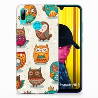 Huawei P Smart 2019 | TPU Hoesje | Vrolijke Uilen - thumbnail