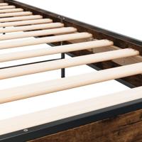 Bedframe bewerkt hout metaal gerookt eikenkleurig 160x200 cm - thumbnail