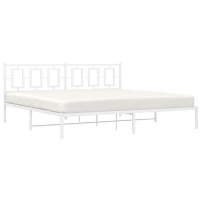 Bedframe met hoofdbord metaal wit 193x203 cm