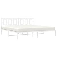 Bedframe met hoofdbord metaal wit 193x203 cm - thumbnail