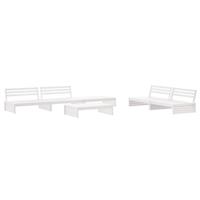 6-delige Loungeset met kussens massief hout wit - thumbnail