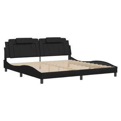 Bedframe "Viana" met LED zonder matras kunstleer zwart 200x200 cm