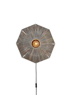 GOOD&MOJO Wandlamp 'Panama' Raffia, 45cm, kleur Grijs