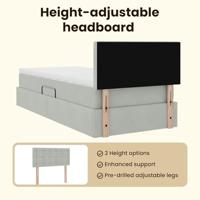 Opbergbed met LED met matras Lichtgrijs 90 x 190 cm Fluweel - thumbnail