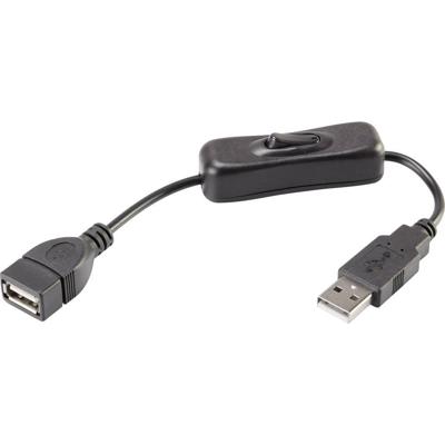 Renkforce RF-3322982 USB-kabel USB 2.0 USB-A stekker, USB-A bus 0.25 m Zwart Incl. aan/uitschakelaar, Vergulde steekcontacten Renkforce RF-3322982 USB-kabel USB 2.0 USB-A stekker, USB-A bus 0.25 m Zwart Incl. aan/uitschakelaar, Vergulde steekcontacten