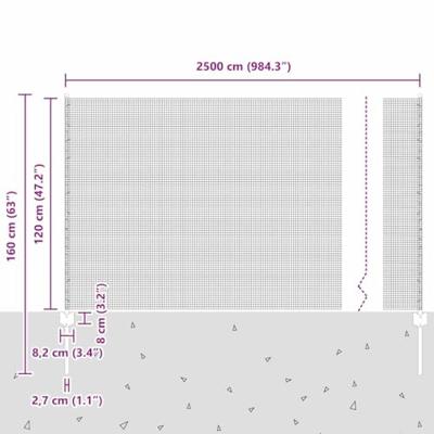 VidaXL Hek met paal groen 1,2 x 25 m staal en pvc