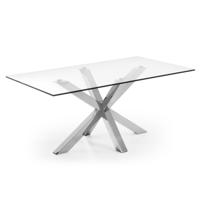 Kave Home Eettafel 'Argo' Chroom/Glas, 180 x 100cm - thumbnail