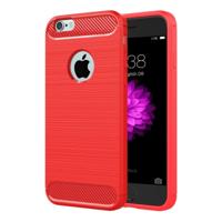 Voor iPhone 6 & 6s geborsteld textuur Fiber TPU ruige Armor beschermende Case(Red) - thumbnail