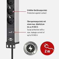 Brennenstuhl 1390007308 Overspanningsveilige stekkerdoos 8-voudig Zilver, Zwart Randaarde stekker 1 stuk(s) - thumbnail