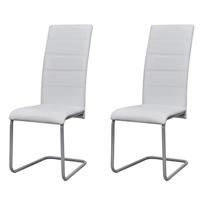 Eetkamerstoelen 2 st kunstleer wit - thumbnail