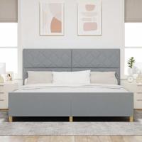 Bedframe met hoofdeinde Lichtgrijs 200 x 200 cm Stof - thumbnail