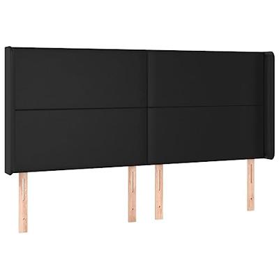 Hoofdbord met randen 203x16x118/128 cm kunstleer zwart