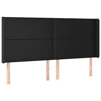 Hoofdbord met randen 203x16x118/128 cm kunstleer zwart - thumbnail
