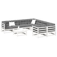 9-delige Loungeset massief grenenhout wit - thumbnail