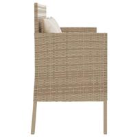 Tuinbank met kussens poly rattan beige - thumbnail