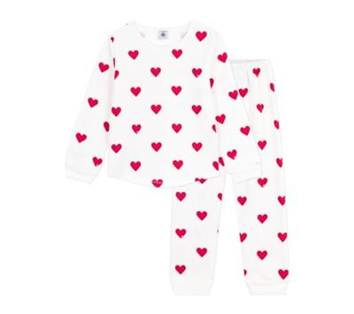 Pyjama voor kinderen met PETIT BATEAU-hartjesprint wit
