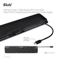 CLUB3D USB Gen1 Type-C Triple Display DP1.4 Alt mode Smart PD3.0 Charging Dock with 100 Watt Power S - thumbnail