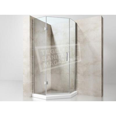 BWS Douchecabine Vijfhoek Frame 100x200 cm 8 mm NANO Glas Mat Zwart Raster BWS Douchecabine Vijfhoek Frame 100x200 cm 8 mm NANO Glas Mat Zwart Raster