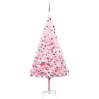 VidaXL Kunstkerstboom met verlichting en kerstballen 210 cm pvc roze - thumbnail