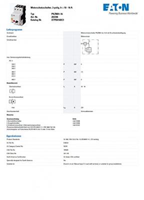 Eaton 283390 PKZM01-16 Motorbeveiligingsschakelaar 690 V/AC 16 A 1 stuk(s)