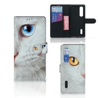 OPPO Find X2 Pro | Telefoonhoesje | Met pasjeshouder | Witte Kat - thumbnail