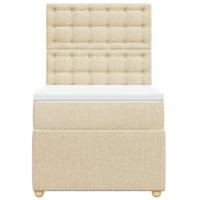 Boxspring met matras stof crèmekleurig 90x190 cm - thumbnail