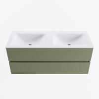 MONDIAZ VICA 120cm badmeubel onderkast Army 2 lades. Wastafel CLOUD dubbel 2 kraangaten, kleur Talc. - thumbnail