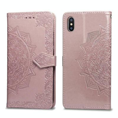Voor iPhone XS/X halverwege Mandala reliëf patroon horizontale Flip lederen draagtas met houder & kaartsleuven & portemonnee & Lanyard (Rose goud) Voor iPhone XS/X halverwege Mandala reliëf patroon horizontale Flip lederen draagtas met houder & kaartsleuven & portemonnee & Lanyard (Rose goud)