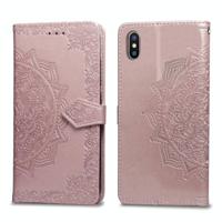 Voor iPhone XS/X halverwege Mandala reliëf patroon horizontale Flip lederen draagtas met houder & kaartsleuven & portemonnee & Lanyard (Rose goud) - thumbnail