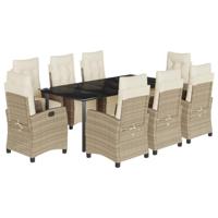 9-delige Tuinset met kussens poly rattan beige - thumbnail