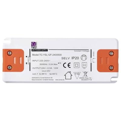 TRU COMPONENTS TC-YSL12F-2400500 LED-transformator Constante spanning 12 W 0.5 A 24 V/DC Geschikt voor meubels, Overspanning, Montage op ontvlambare