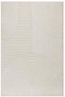 Vloerkleed Elio Japandi - Moderne Halve Cirkel en Verfijnd Streepmotief Crème-140 x 200 cm - thumbnail