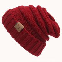 CC brief effen kleur wol hoeden beknopte Hat(Red) breien - thumbnail